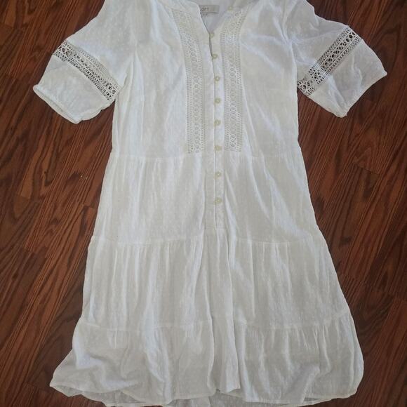 LOFT Dresses & Skirts - Loft Lace Clip Button Tiered Dress Size S
